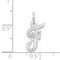 14K White Gold Small Script Initial Letter F Charm Jewerly 17mm x 8mm